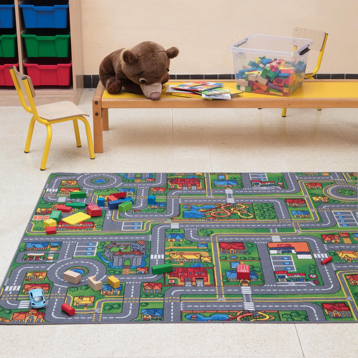   Speelkleed 140x200cm – Playcity Speelmat - Antislip Verkeerskleed