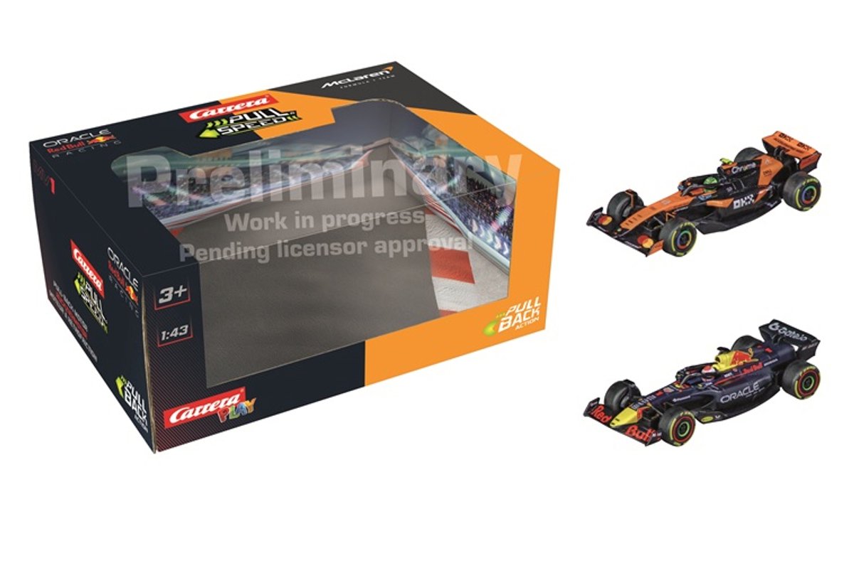   Speelgoedvoertuig - Formule 1 Set - Red Bull Racing Max Verstappen No.1 - McLaren Lando Norris No.4 Terugtrekauto