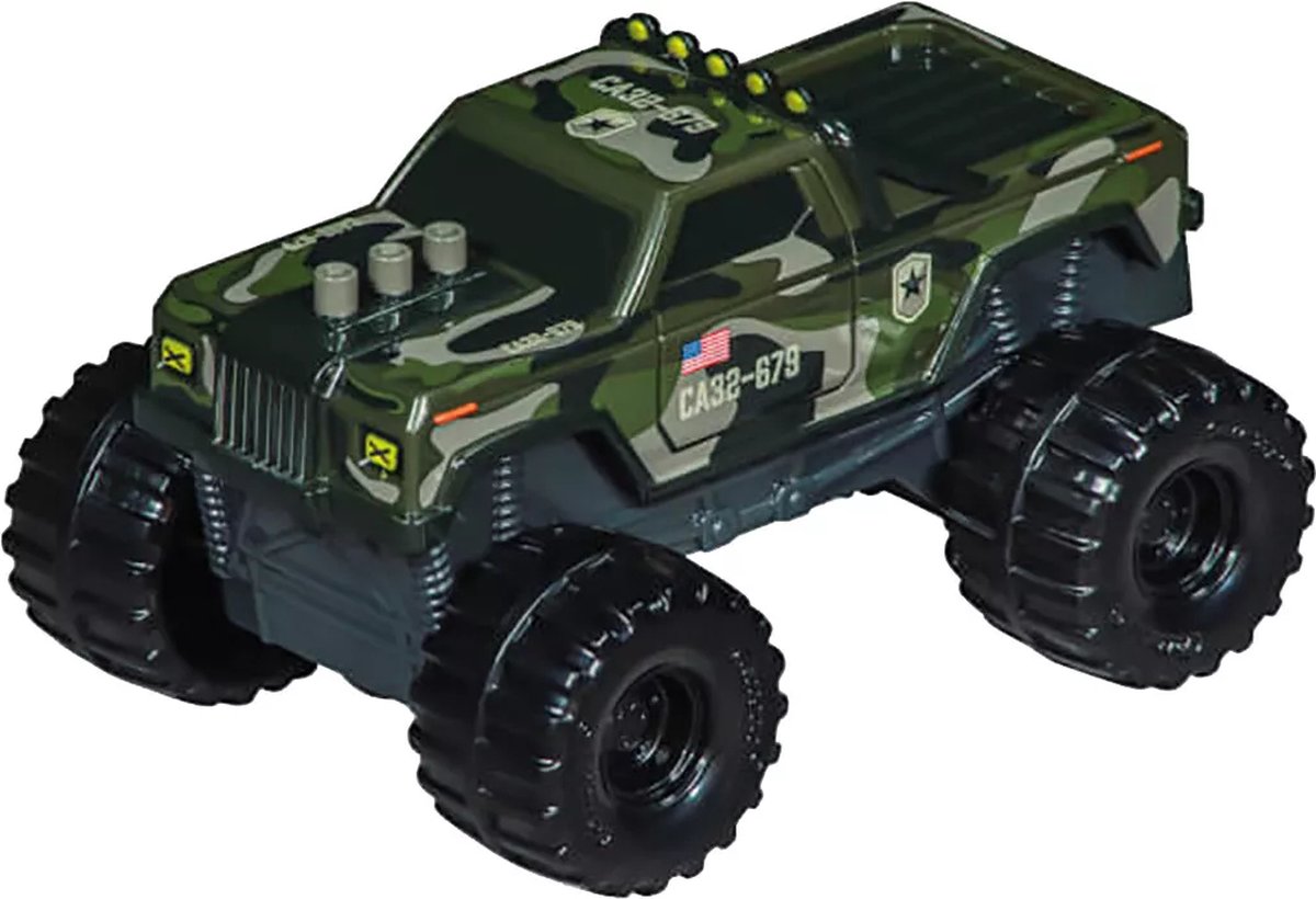   Speelgoedvoertuig - Monster Truck -Camouflage- - Groen - Key Rr in Schaal 1:64 Terugtrekauto