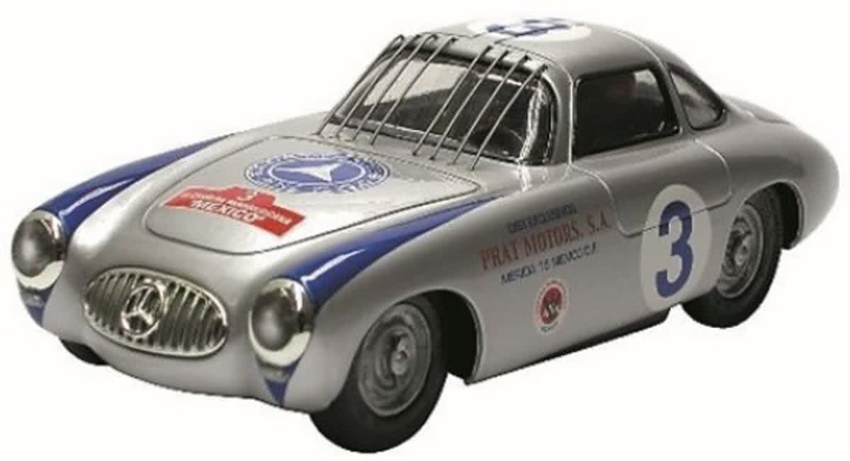 Cartronic 124 Racebaan Auto Mercedes Benz 300sl Zilver/blauw