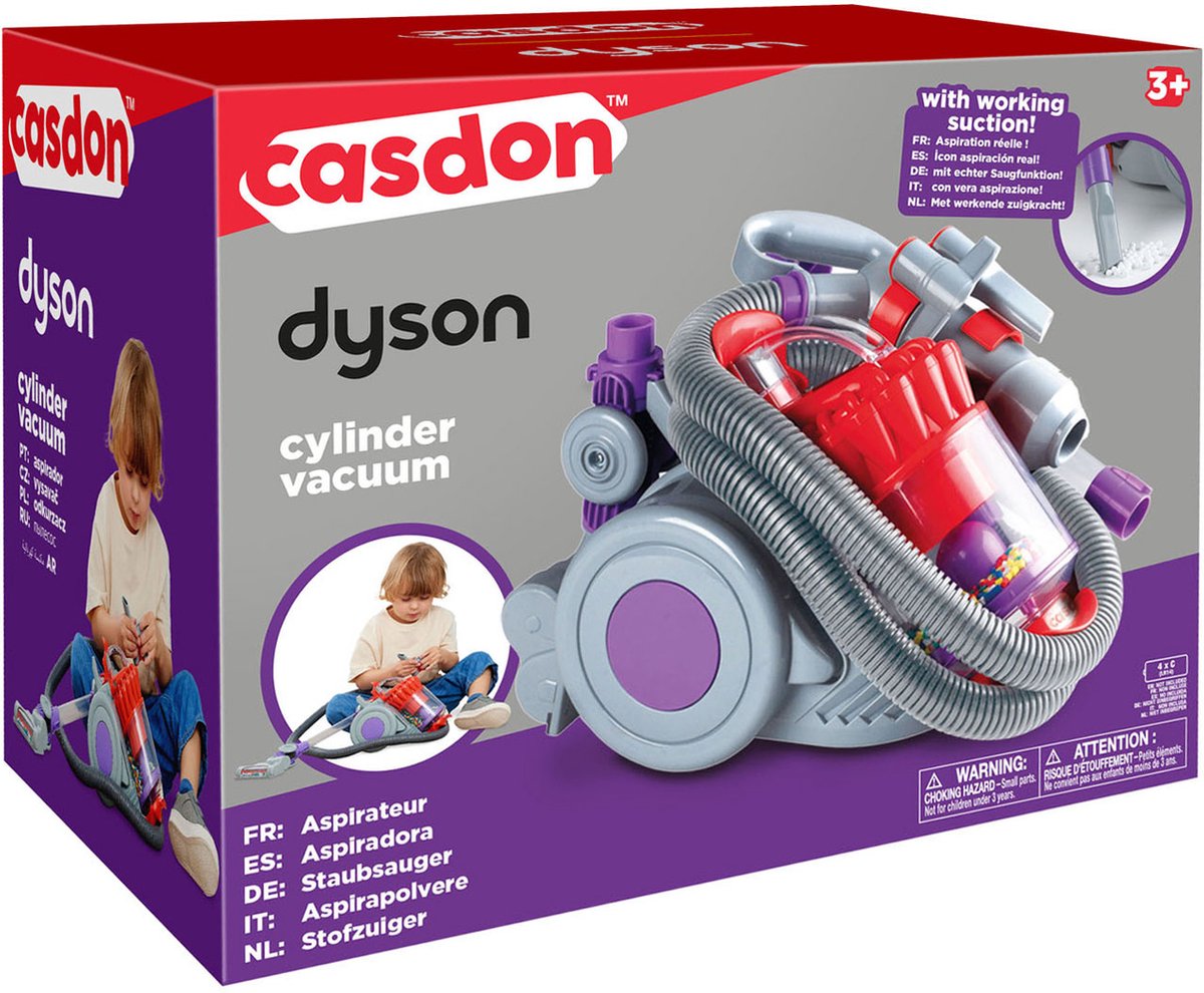   speelgoed stofzuiger Dyson DC22 met realistische zuigkracht.