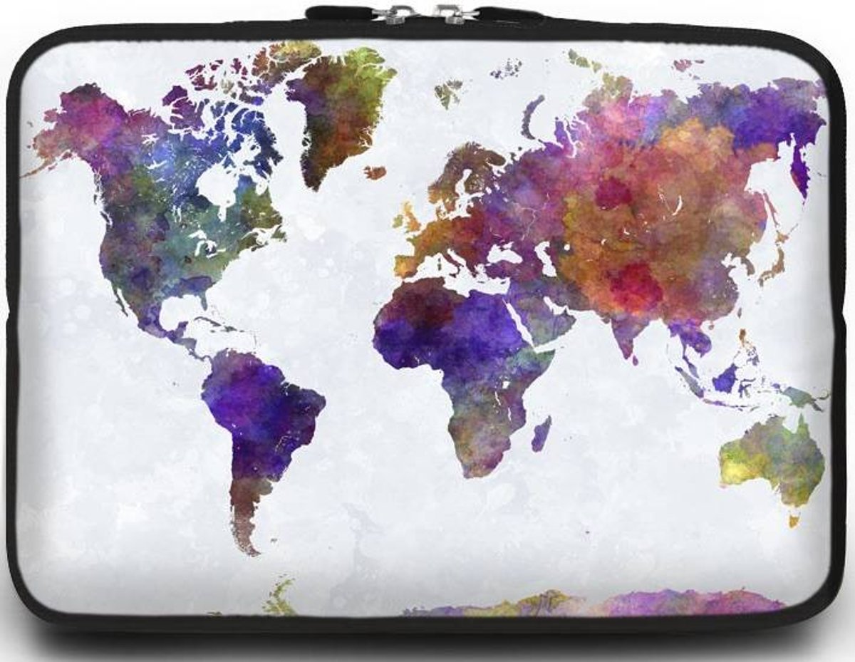 Macbook en Laptop sleeve - 13.3 inch - Colorfull World Map