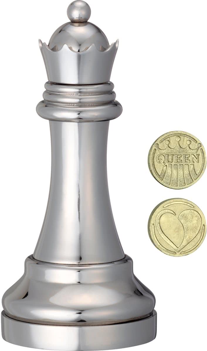 Cast Chess Puzzle Queen - silver