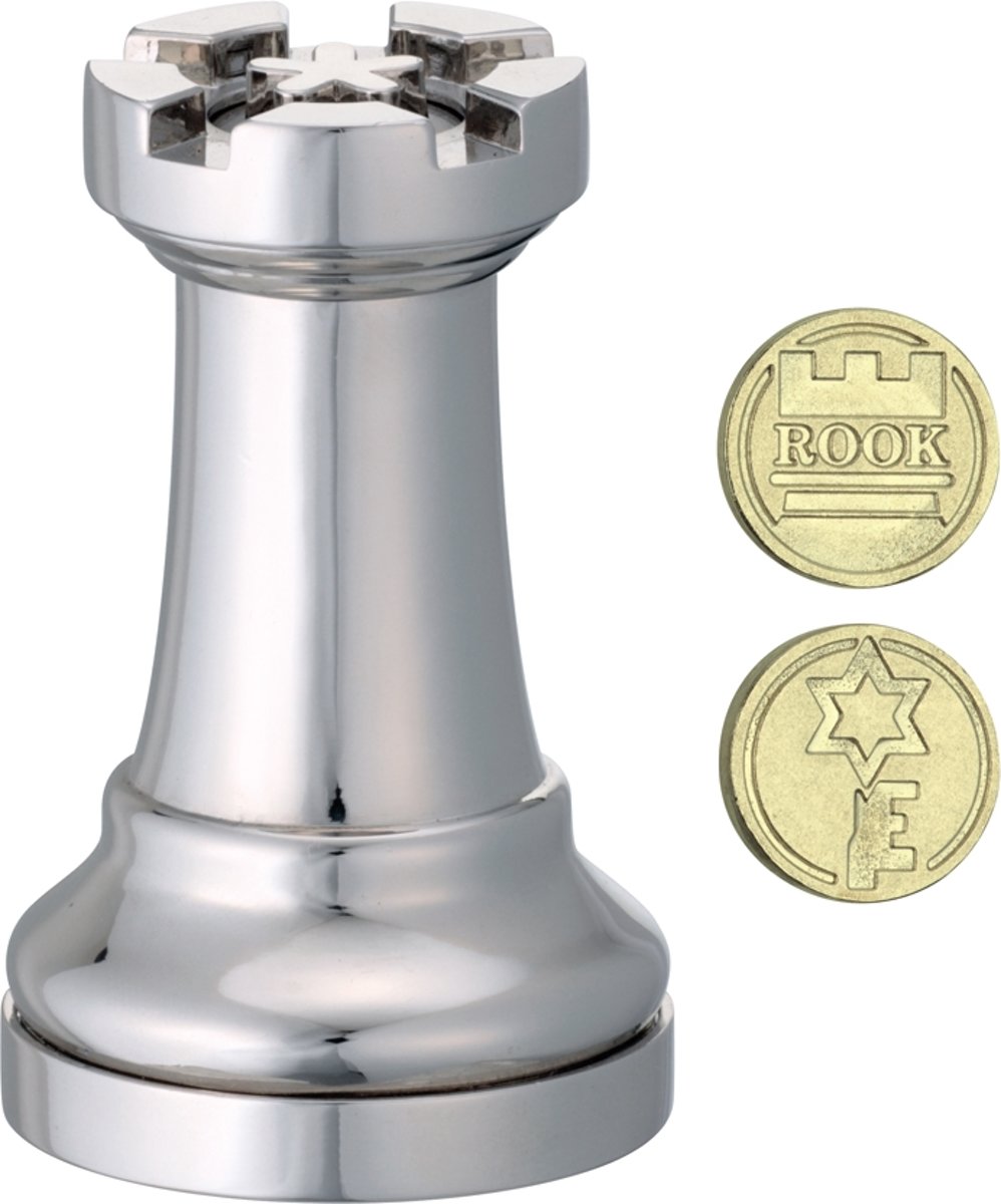 Cast Chess Puzzle Rook - silver