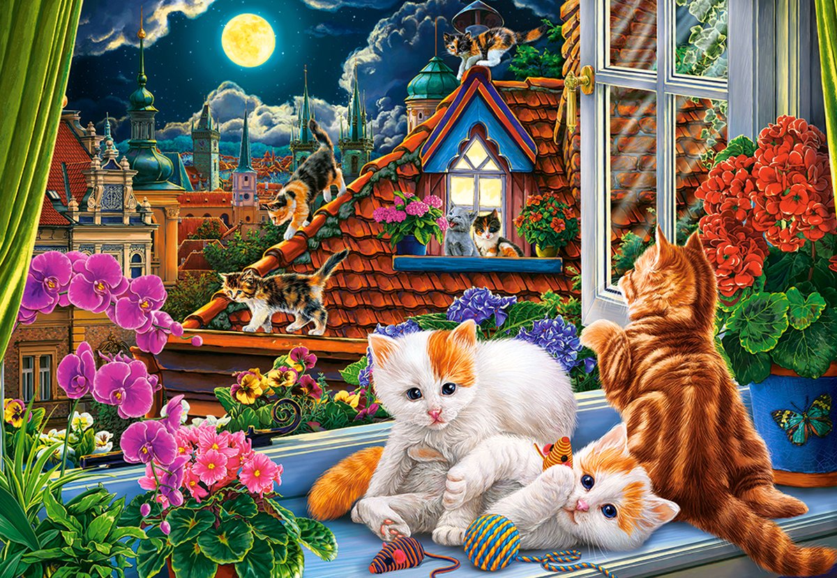 Kittens on the Roof - Puzzel 1500 Stukjes