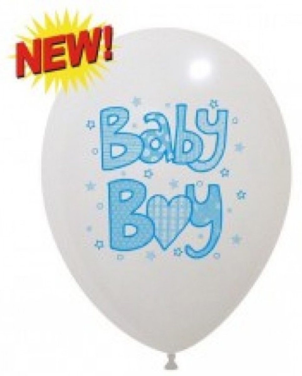 Ballonnen baby boy 33cm per 10 stuks