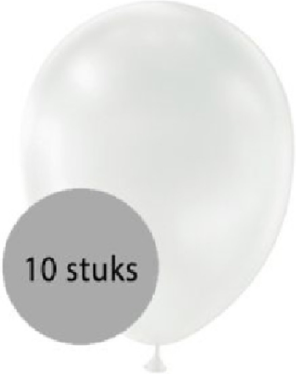 Ballonnen wit metallic 10 stuks - 33 cm