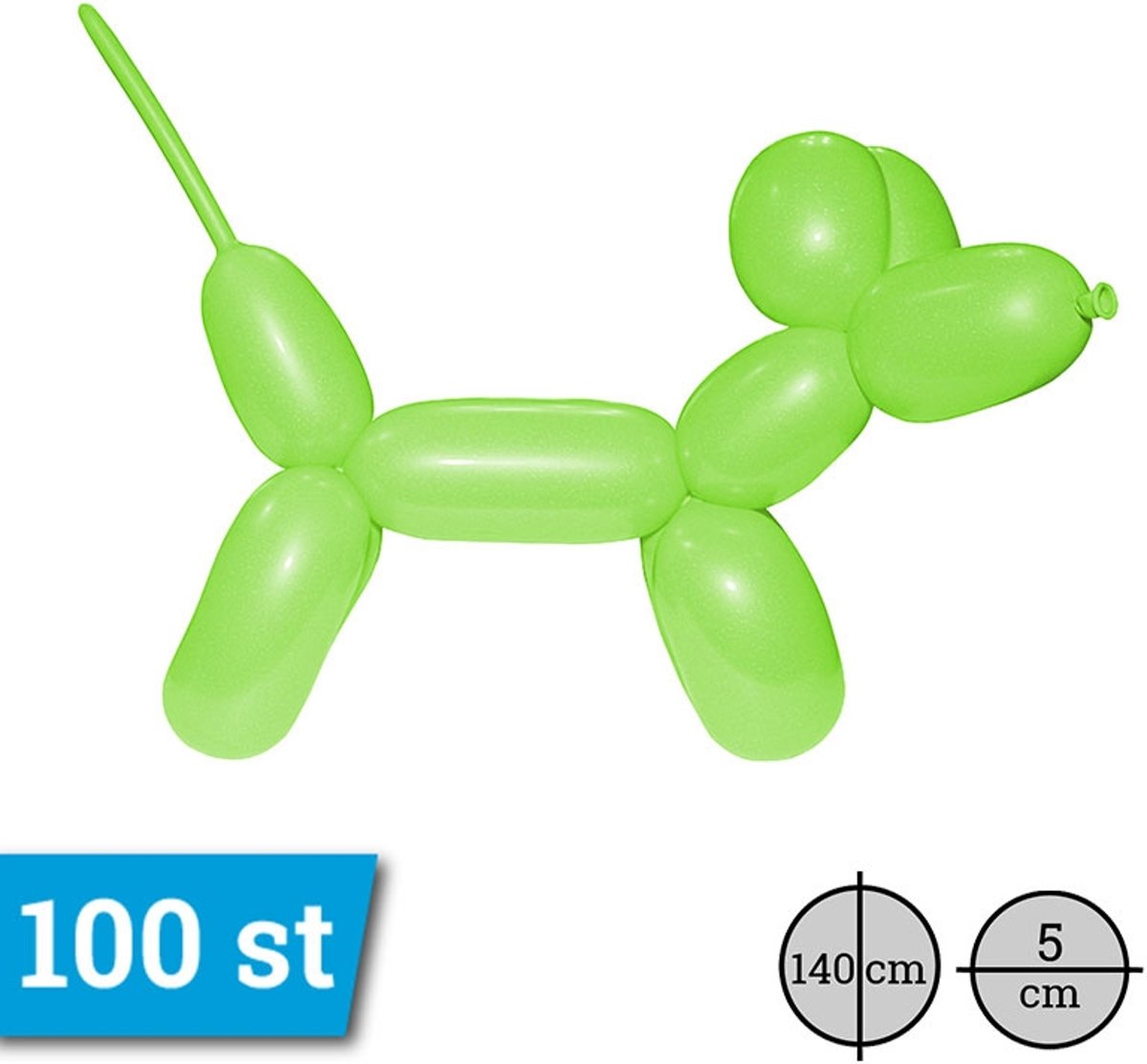 Standaard Modelleer Ballonnen appel groen per 100 stuks doorsnede 5cm