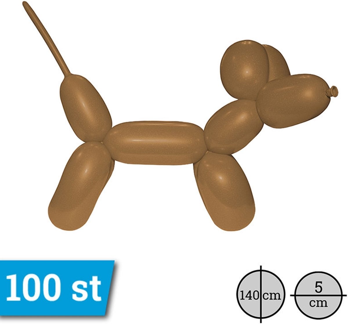 Standaard Modelleer Ballonnen bruin per 100 stuks doorsnede 5cm