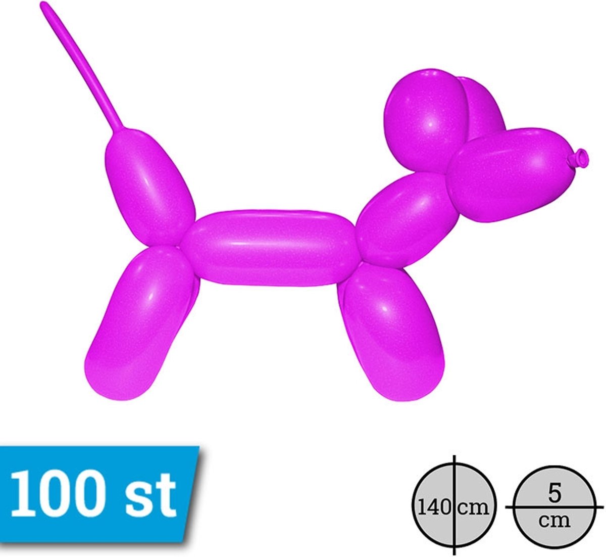 Standaard Modelleer Ballonnen hot pink per 100 stuks doorsnede 5cm