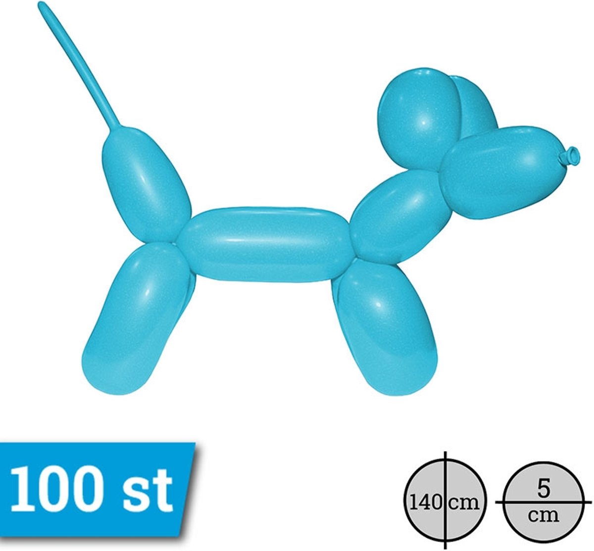 Standaard Modelleer Ballonnen licht blauw per 100 stuks doorsnede 5cm