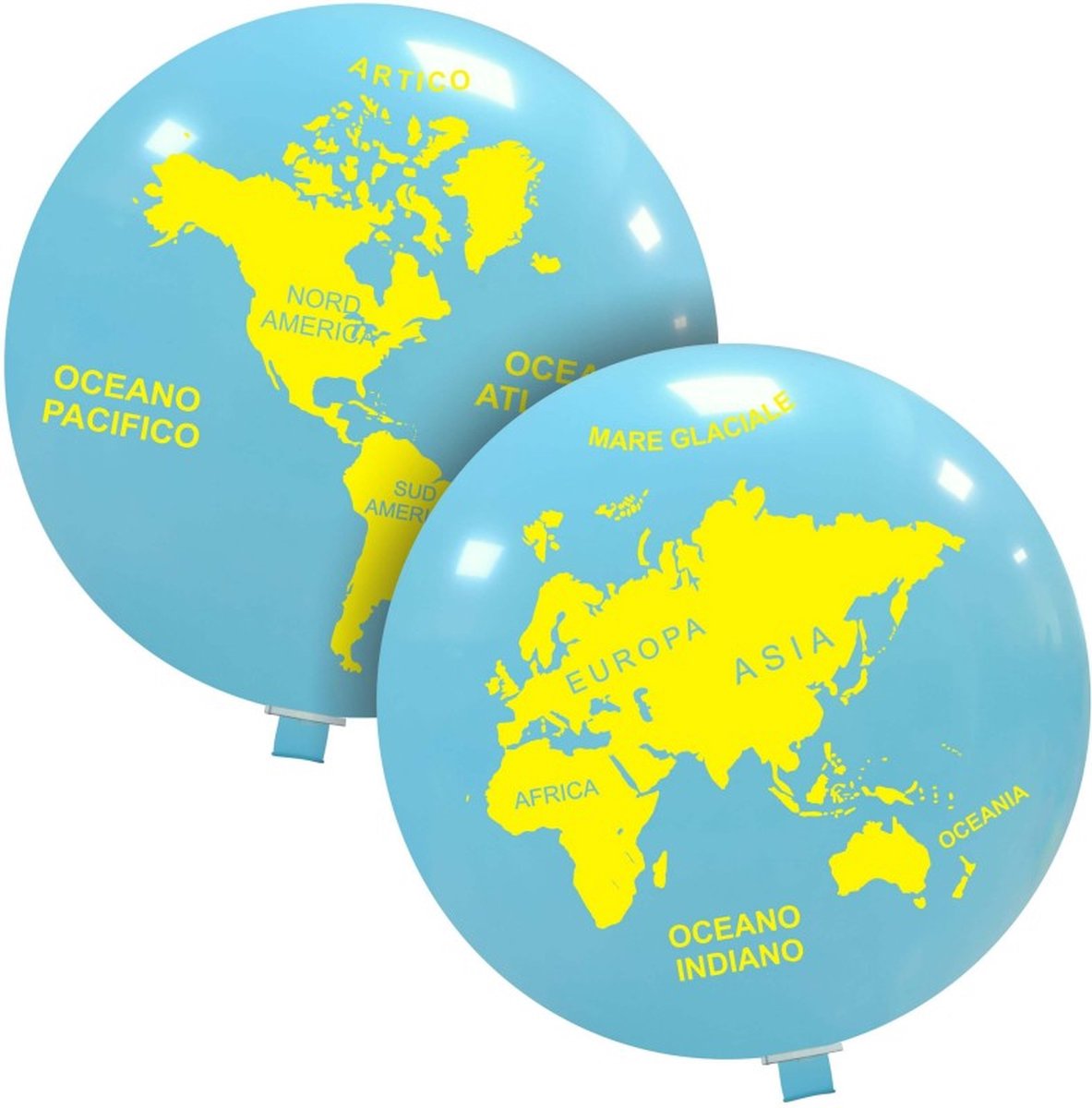 Wereldbol XL ballon, 89cm, latex, globe, inclusief sluitklem