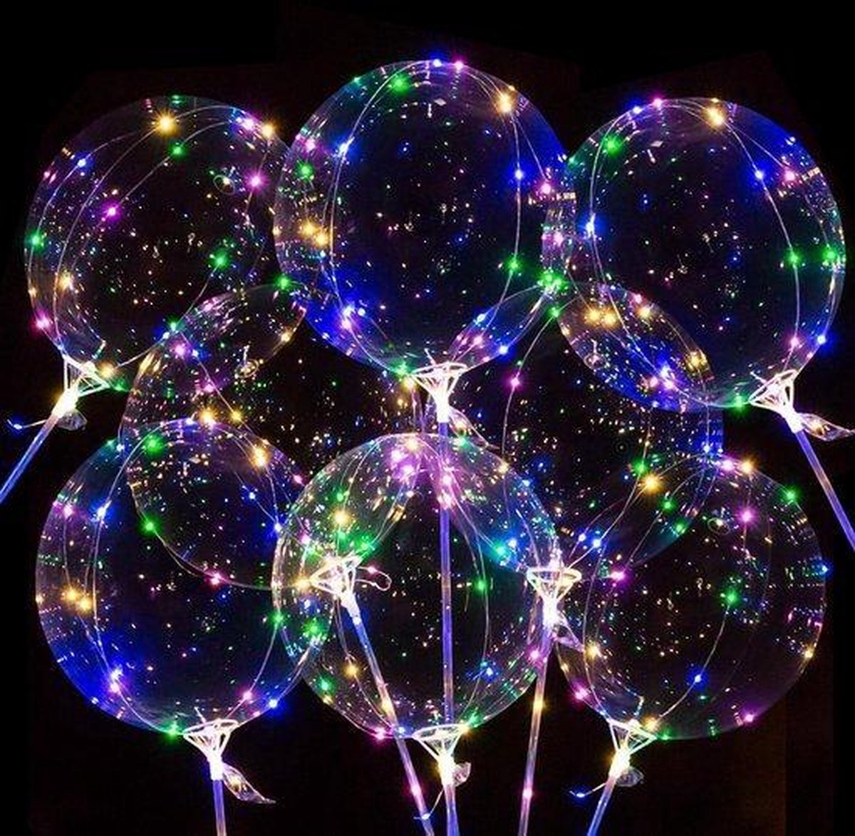 5 stuks - Ballon - Ballonen - LED - Ledverlichting - op stok - Bobo - Ballons - Led ballon - Decoratie - LED Ballonnen - Cave & Garden