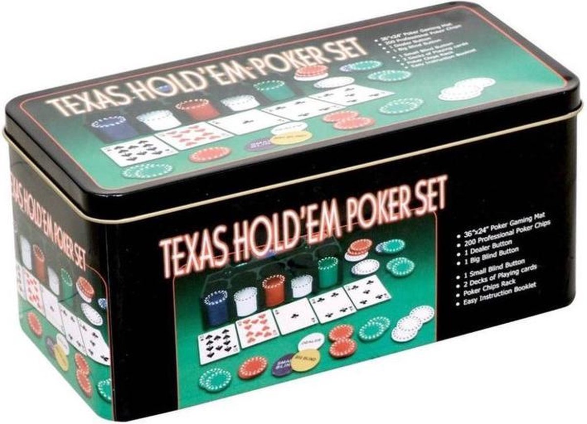 Poker - Pokerset - Poker set - Texas Hold em - Texas Holdem pokerset - Kids - 4 gram chips - 200 delig - Pokermat - Pokersetje