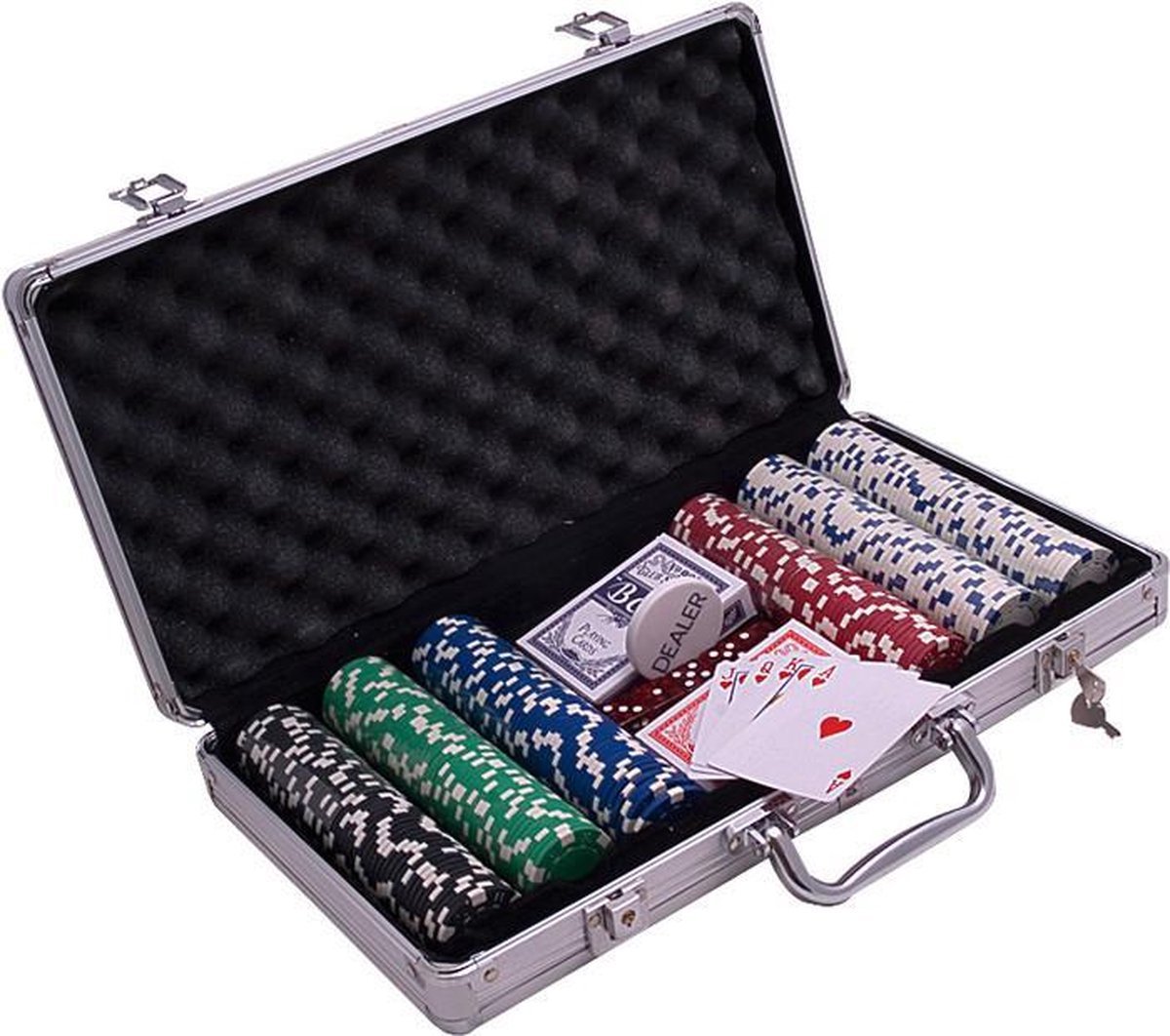 Poker set - 300 Chips - Pokerset - aluminium koffer - Zwart - Poker kaarten - Poker chips - 11,5 Gram chips - Volwassenen - Cave & Garden