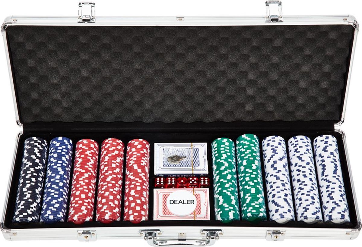 Pokerset - 500 chips - Poker Set - In Aluminium Koffer - 500 delig - Pokersets - Volwassenen - 11,5 Gram Chips - 2-9 Personen - Poker Kaarten - Poker Chips - Cave & Garden