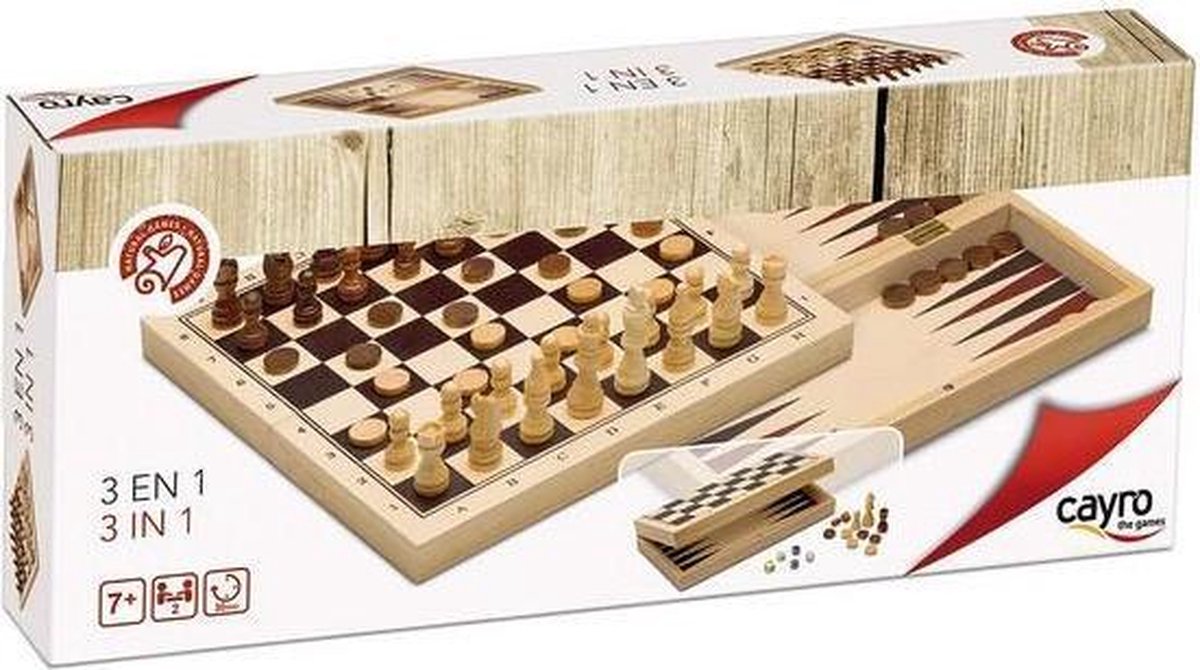 Spel/set Cayro 3 in 1 Schaakspel Backgamon