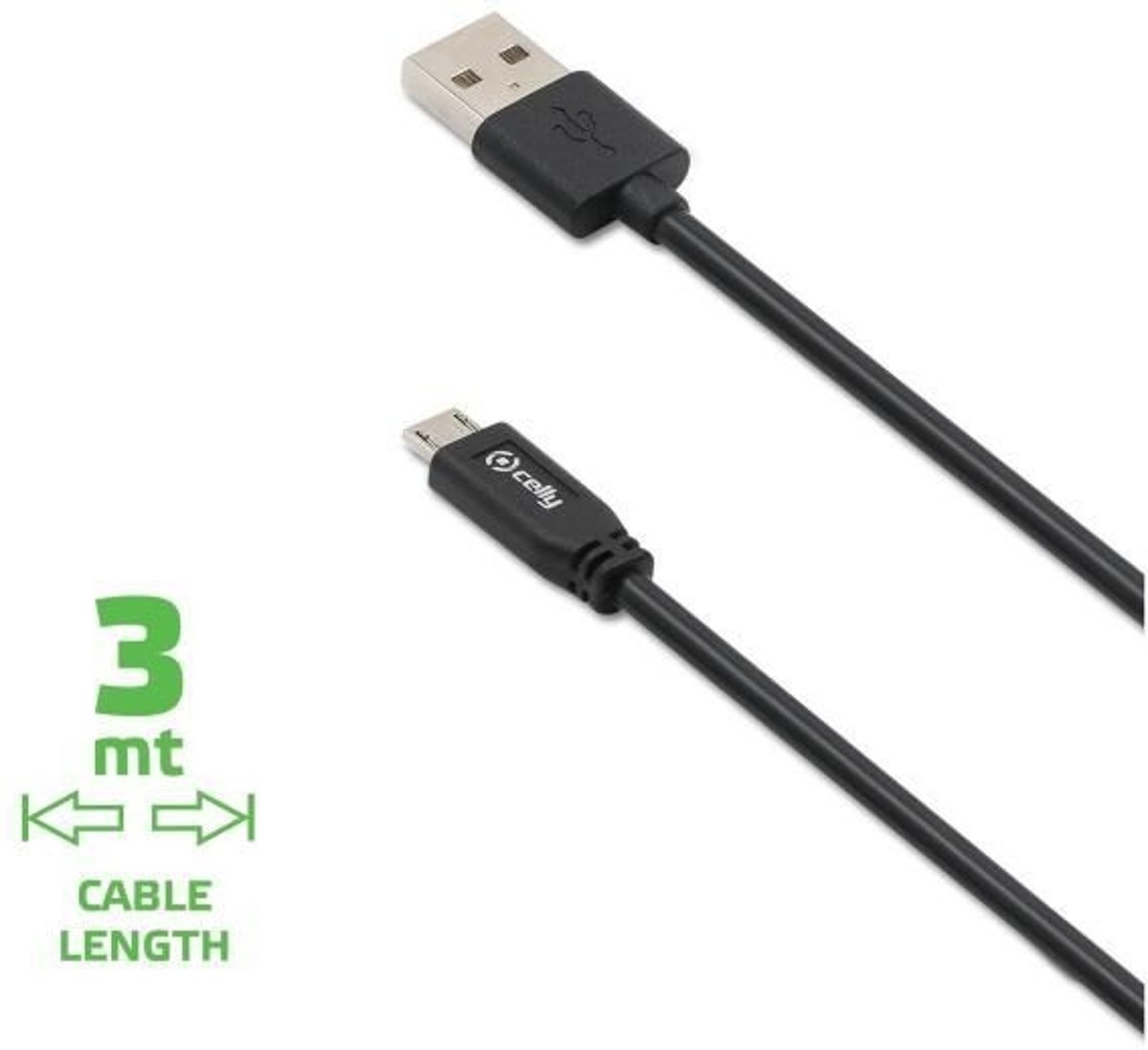 Celly Cable Date Micro USB 3 Meter Black