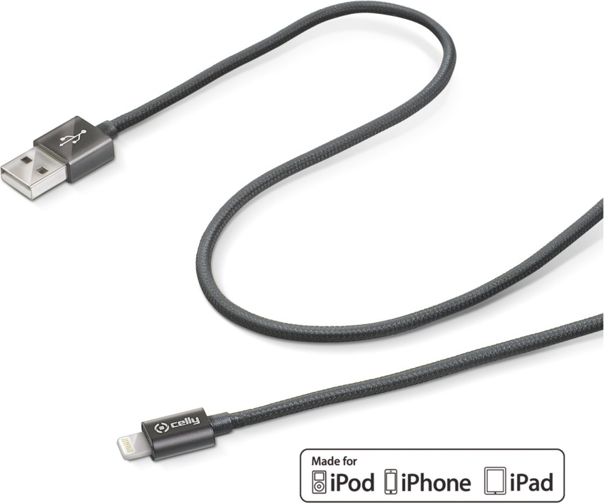 Celly Lightning naar USB-kabel 2,1A - 1,0 meter