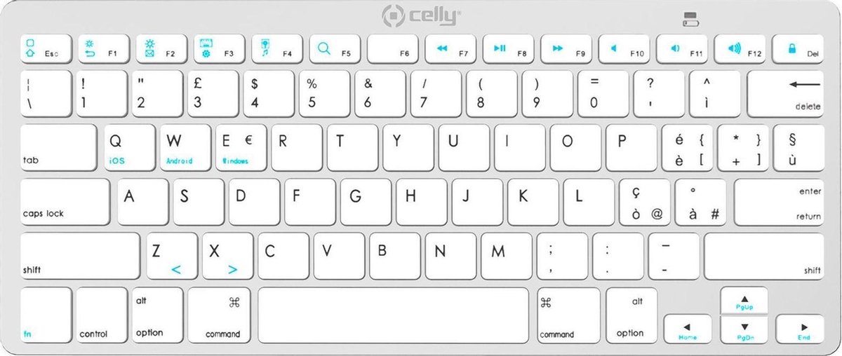 Celly SWKEYBOARDBT toetsenbord QWERTY Wit