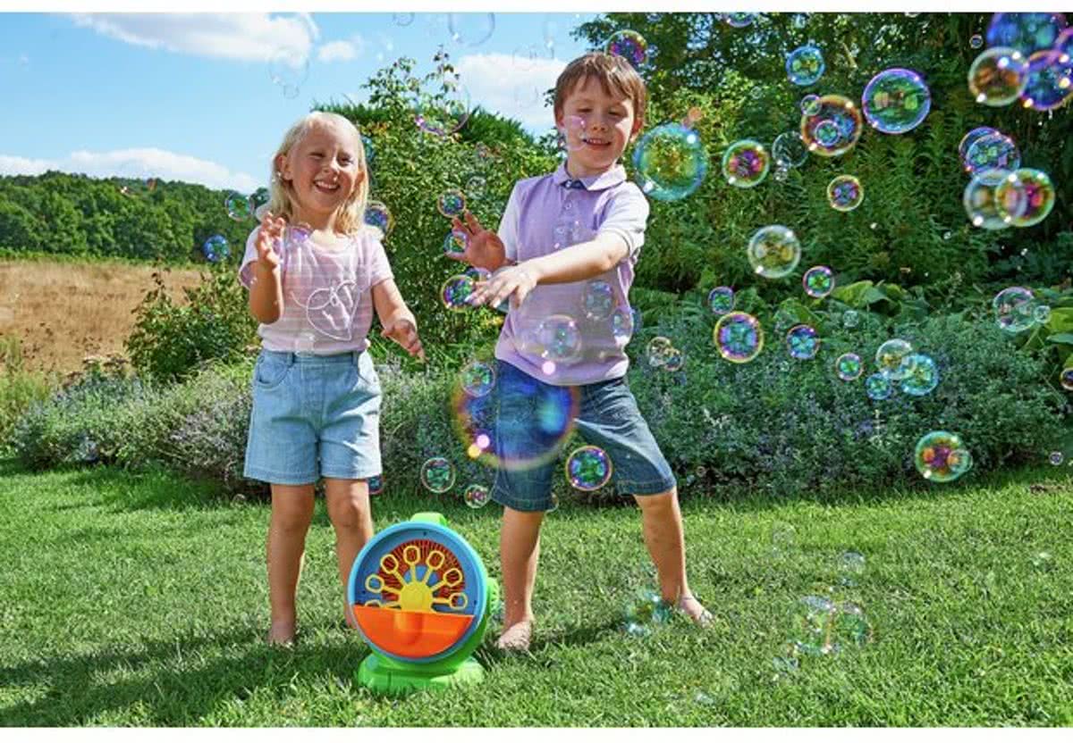 relaxdays bellenblaasmachine voor kinderen, bellenblaas machine, bubble maker