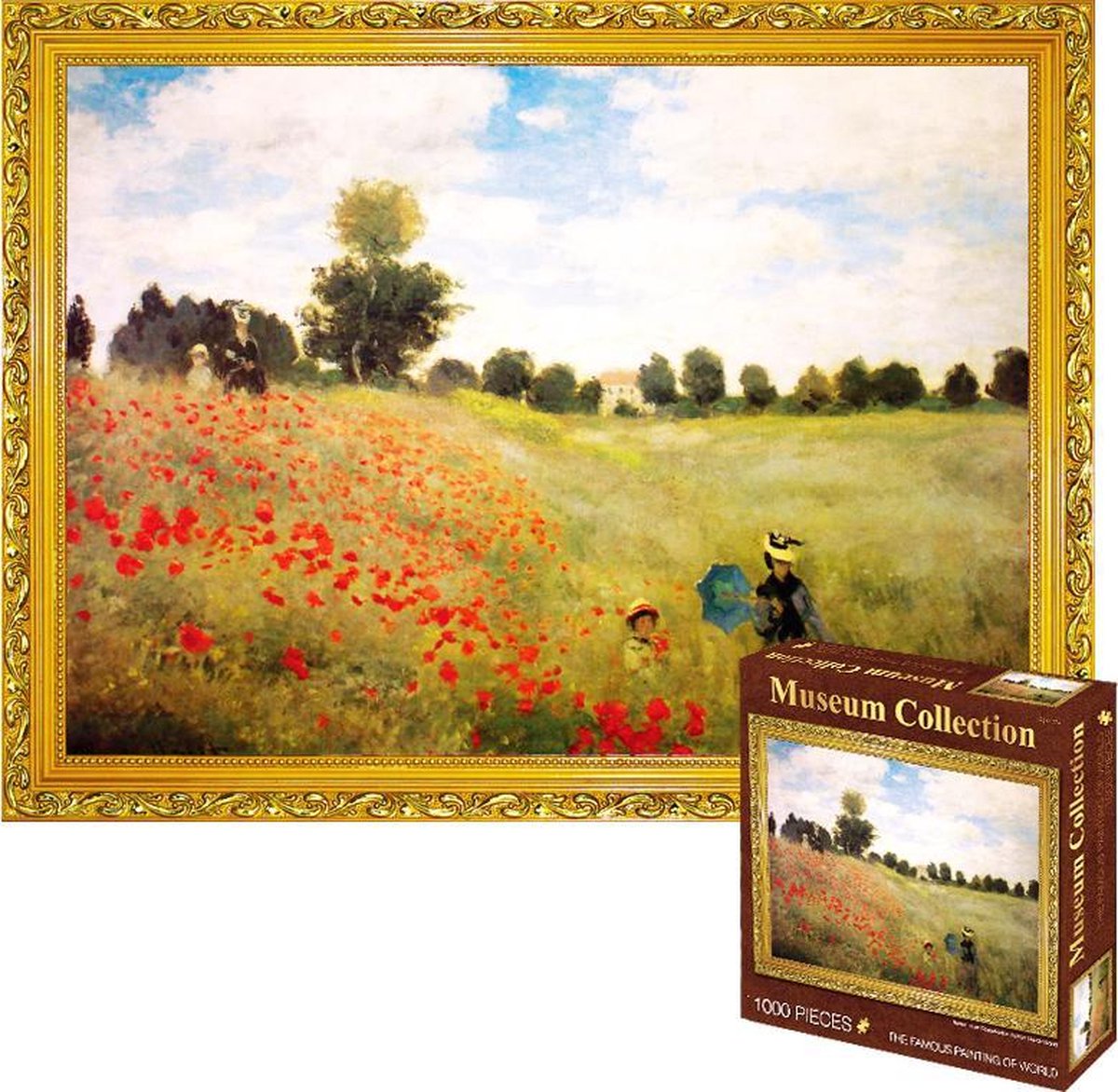 Jigsaw Puzzel  ‘Poppy Field In Yagadu’ 1000 stukjes Legpuzzel - Oil Painting - Fantasie - Stad - Kunst - Bekend Schilderij - Hobby Speelgoed - Poster - Puzzel Voor Volwassenen Kinderen - 50x70 cm