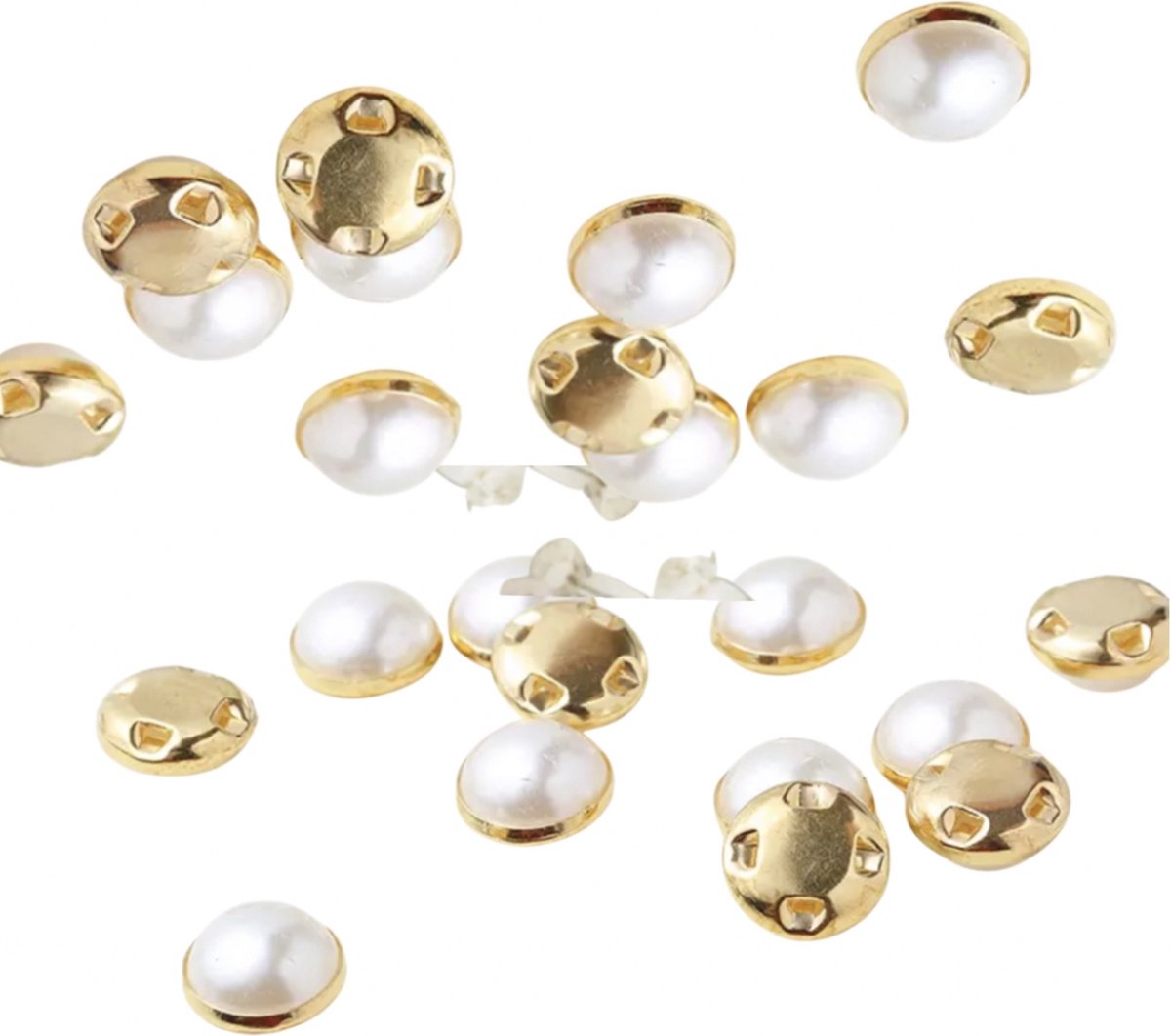 80 stuks-Naaikralen-Parel Goudkleurig-6 mm-Kleding oppompen-Charme Bijoux