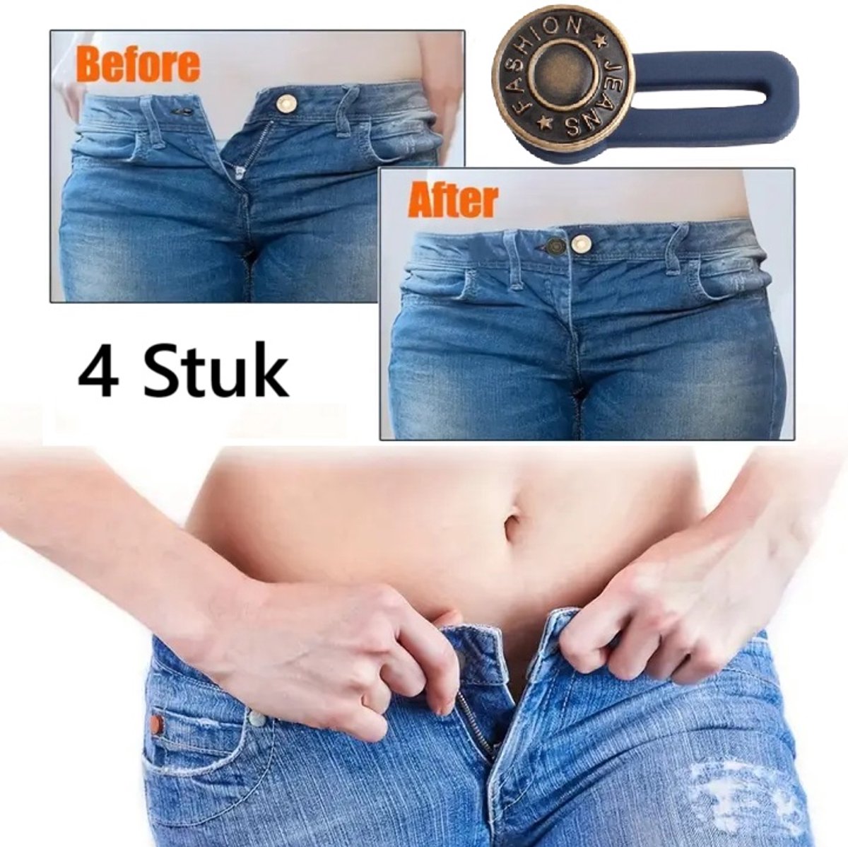 4x Spijkerbroek Verlengknopen I  sgat Verlenger I Spijkerbroek Verlengknoop I 2 cm Verstelknoop I Zwangerschap Broekverbreder