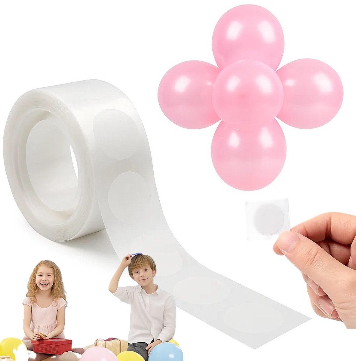 Ballonnenboog & Versiering Stickerrol – Creëer een Helium Effect Zonder Helium! – 1 Rol met 100 Ballonstickers