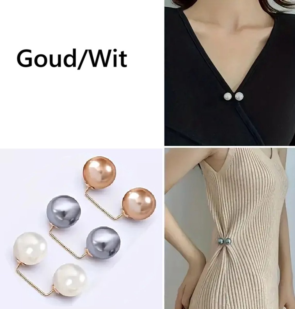 Elegante Broche Met Nep Parels I Trui Taileverkleiner I Kleding/Trui Speld I Decolleté Speld I Taille Smaller Maken Broeken & Rokken I Goud/Wit