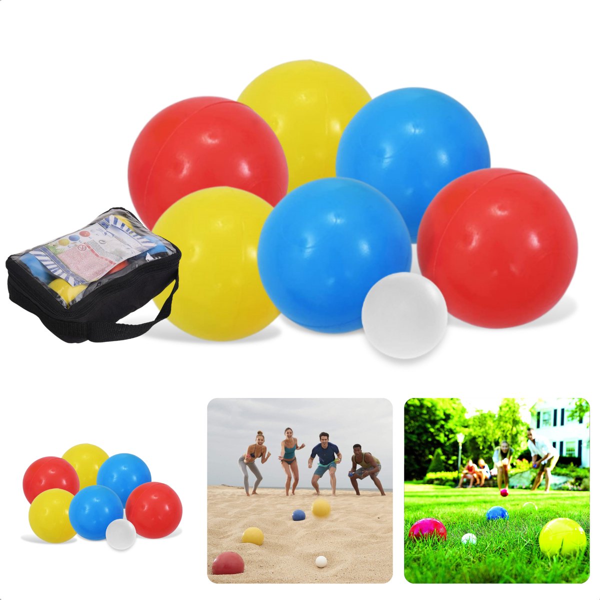 Cheqo® Jeu-de-Boules Spel - Jeu de Boules - 7-Delig - Houten Set - ø7cm