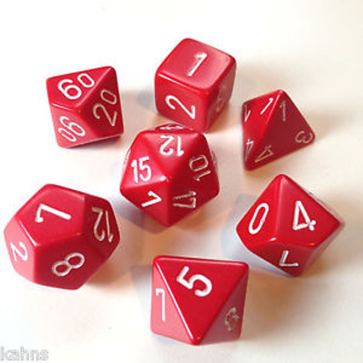 Chessex Polydice 7 Dobbelstenenset Rood met Wit