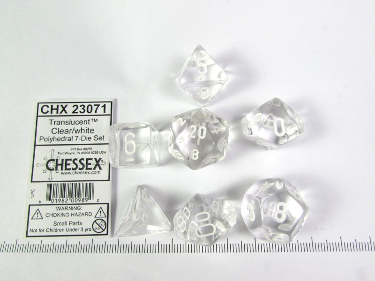   Translucent Clear w/white polydice set