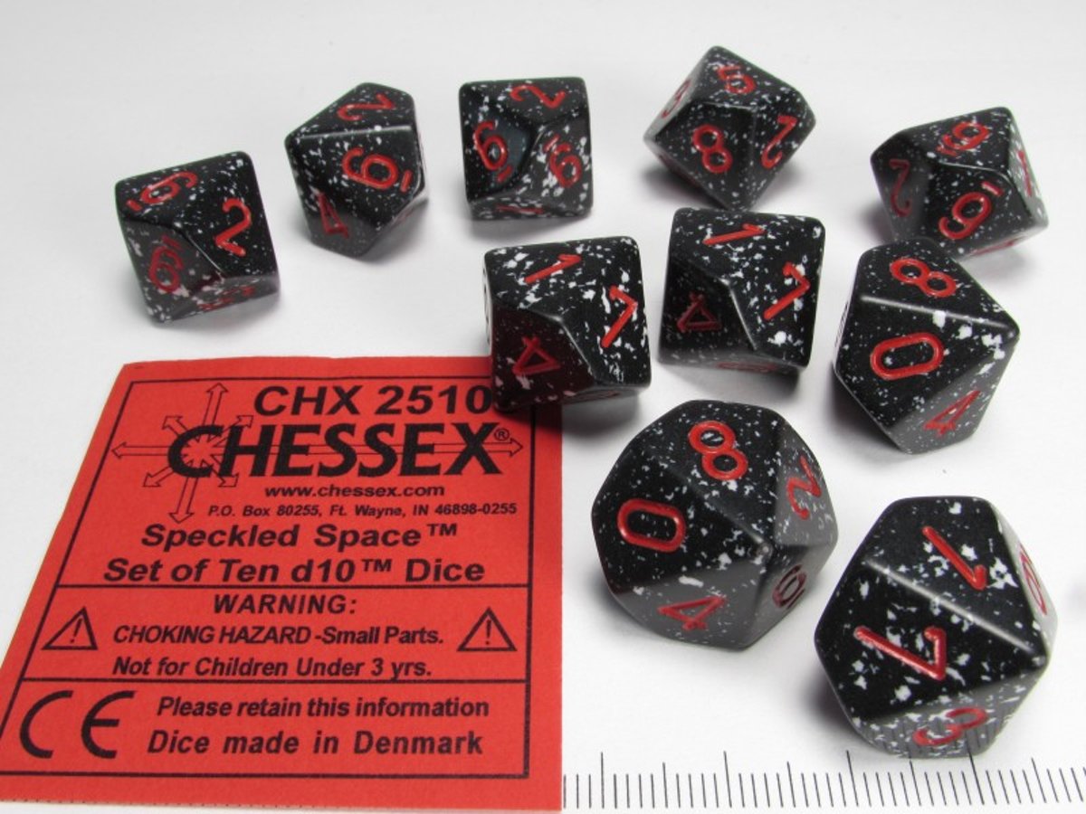 Chessex dobbelstenen set, 10 10-zijdig, Speckled Space