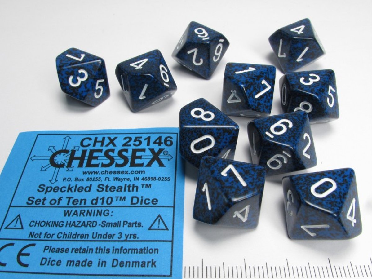 Chessex dobbelstenen set, 10 10-zijdig, Speckled Stealth