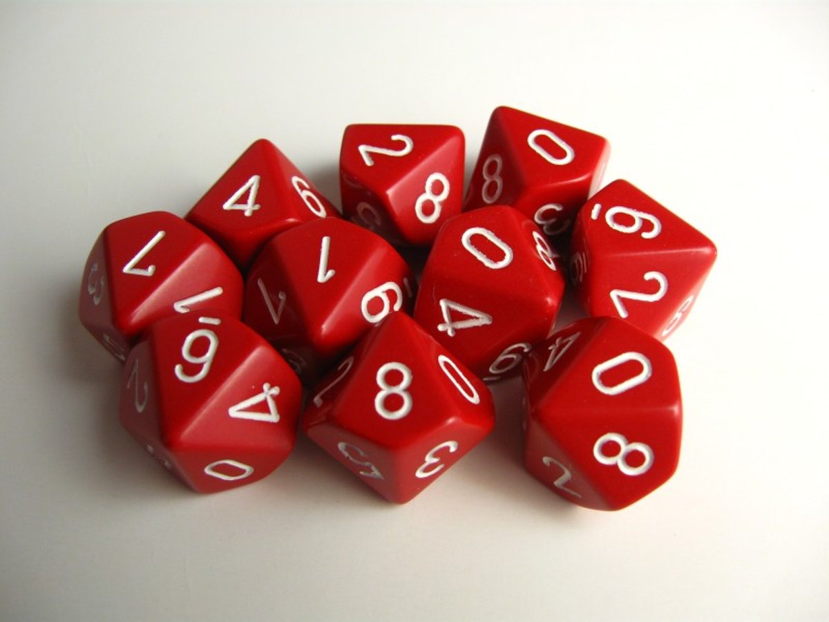 Chessex dobbelstenen set, 10 10-zijdig, rood