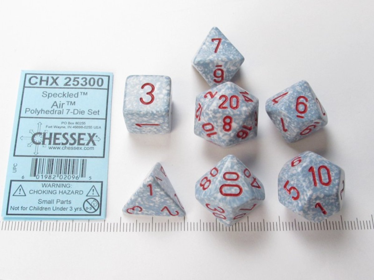 Chessex dobbelstenen set, 7 polydice, Speckled Air