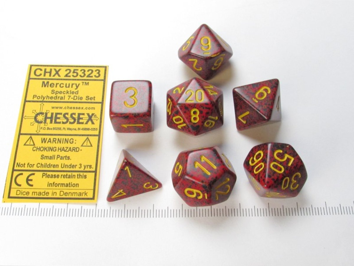 Chessex dobbelstenen set, 7 polydice, Speckled Mercury