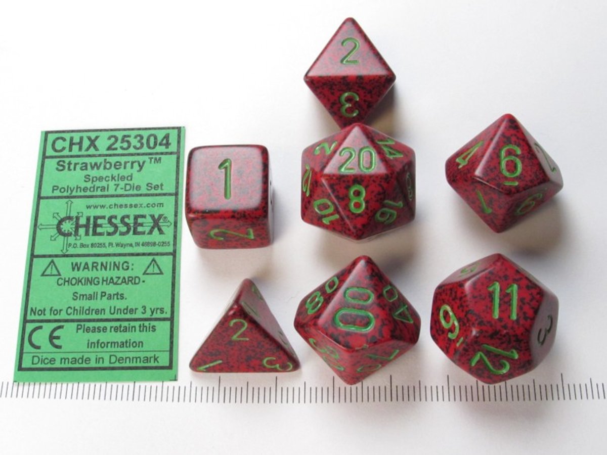 Chessex dobbelstenen set, 7 polydice, Speckled Strawberry