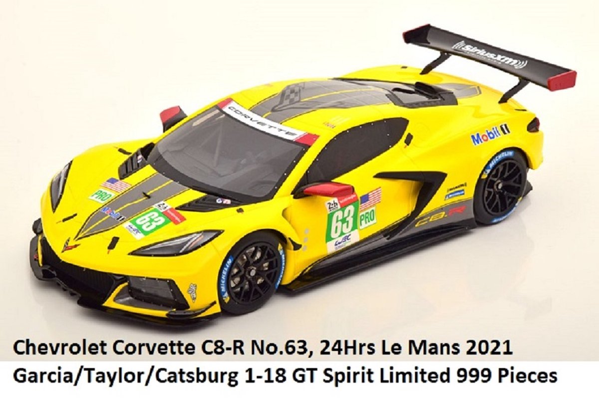 Chevrolet Corvette C8-R No.63, 24Hrs Le Mans 2021 Garcia/Taylor/Catsburg 1-18 GT Spirit Limited 999 Pieces