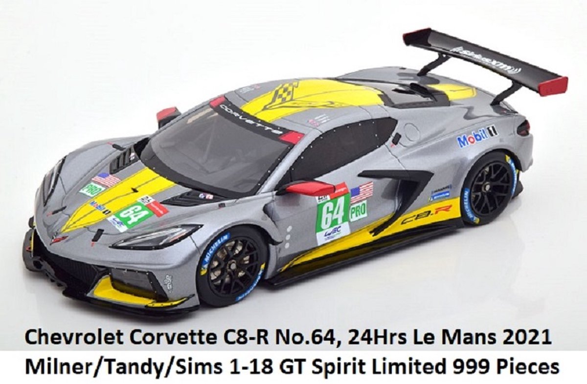 Chevrolet Corvette C8-R No.64, 24Hrs Le Mans 2021 Milner/Tandy/Sims 1-18 GT Spirit Limited 999 Pieces