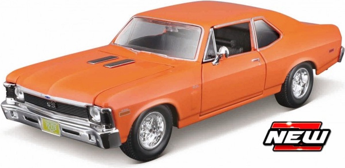 Chevrolet Nova SS 1970 Oranje 1-24 Maisto ( Kit met Extra Velgen )