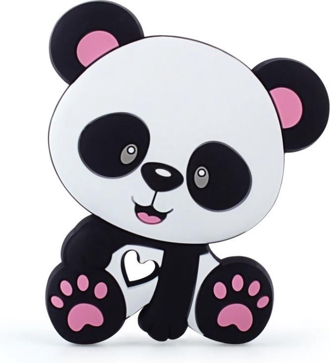 Chewzoo® - Bijtketting Stevig - Panda - Pandabeer - Zwart & Roze