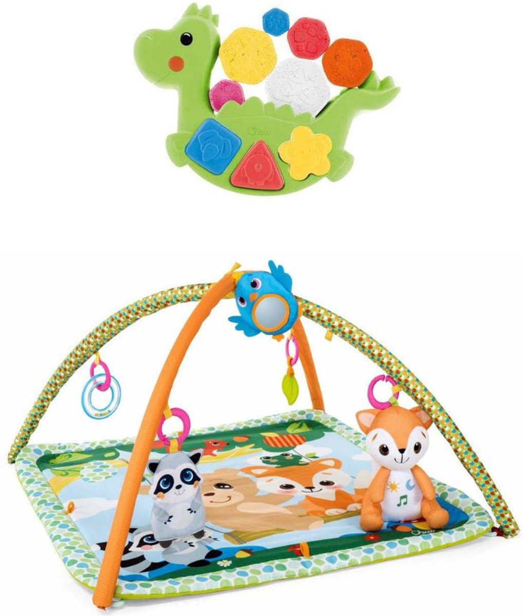 Chicco bundel - Speelkleed - Magic Forest - Relax & Play  & Puzzel / Vormenstoof - Dino