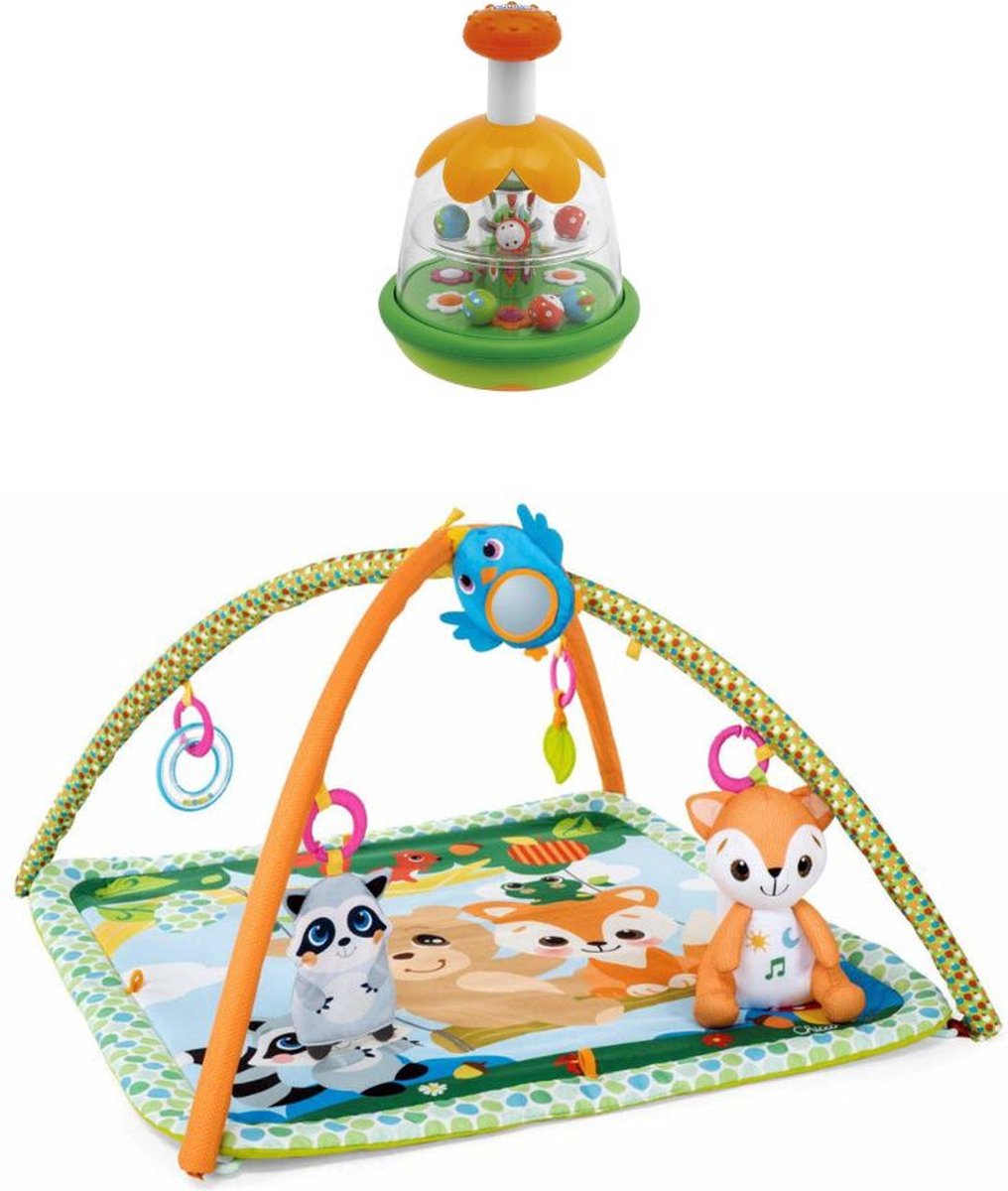 Chicco bundel - Speelkleed - Magic Forest - Relax & Play  & Speelfigurenset - Magische Draaitol