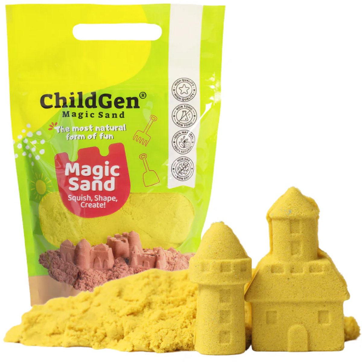   - Magic Sand - zand - Refill pack - 907 gram - geel - sensory play - speelzand - 100% natuurlijk