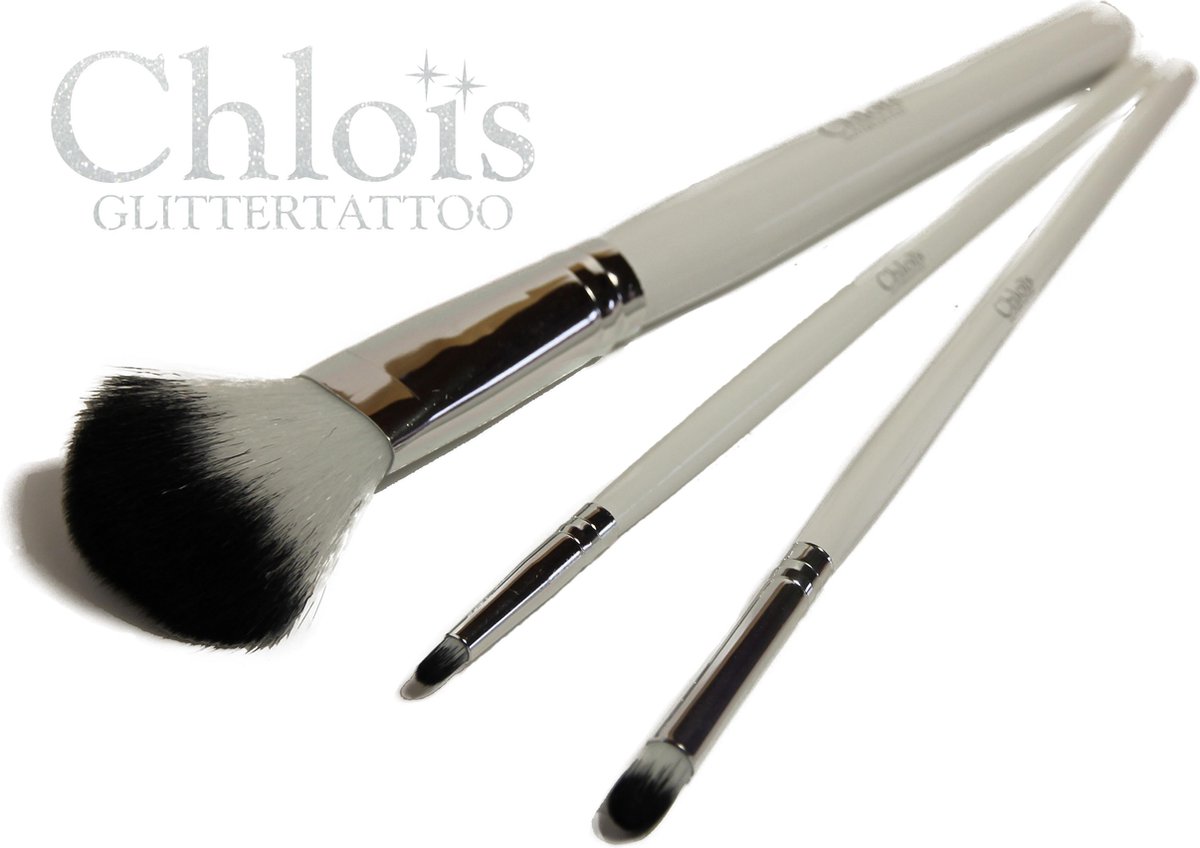   Brushset Pro (3 brushes) -   - Chloïs Cosmetics - Penselen set - Kwasten set - Glitter Tattoo - Make-up Glitter Kwast