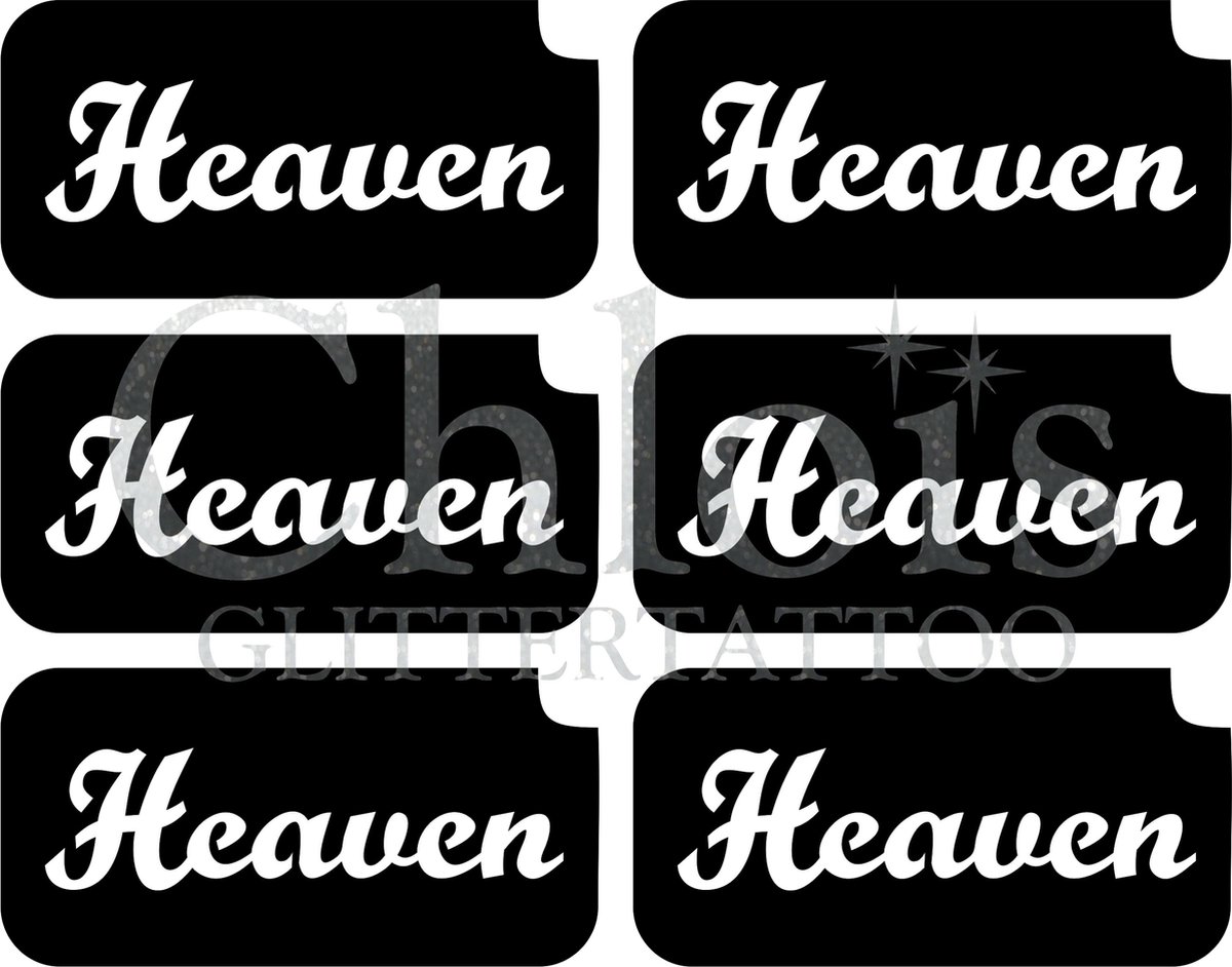 Chloïs Glittertattoo Sjabloon - Heaven - Multi Stencil - CH9704 - 1 stuks zelfklevend sjabloon met 6 kleine designs in verpakking - Geschikt voor 6 Tattoos - Nep Tattoo - Geschikt voor Glitter Tattoo, Inkt Tattoo of Airbrush