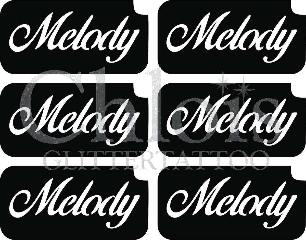 Chloïs Glittertattoo Sjabloon - Melody - Multi Stencil - CH9714 - 1 stuks zelfklevend sjabloon met 6 kleine designs in verpakking - Geschikt voor 6 Tattoos - Nep Tattoo - Geschikt voor Glitter Tattoo, Inkt Tattoo of Airbrush