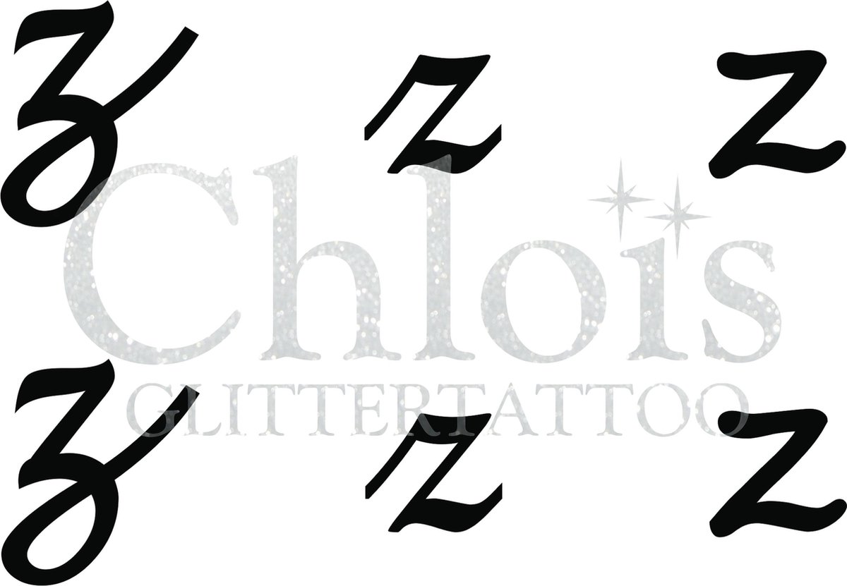 Chloïs Glittertattoo Sjabloon - Small Letter z - Multi Stencil - CH9782 - 1 stuks zelfklevend sjabloon met 6 kleine designs in verpakking - Geschikt voor 6 Tattoos - Nep Tattoo - Geschikt voor Glitter Tattoo, Inkt Tattoo of Airbrush